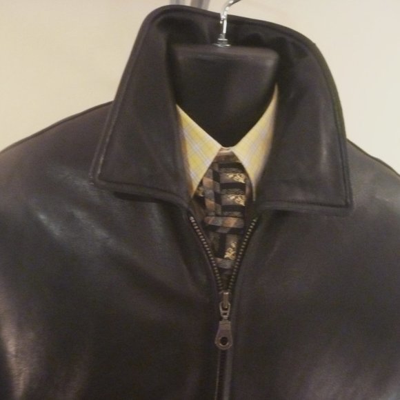 $$$ SOLD $$$ Tibor Men M Jacket OverCoat Zip Black Soft Leather Thermolite - Picture 4 of 16